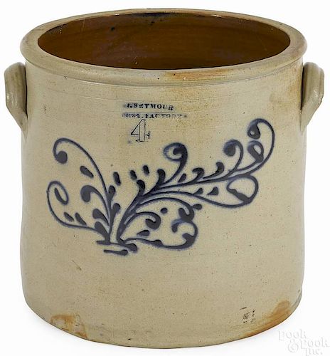 New York stoneware crock, 19th c., impressed I S