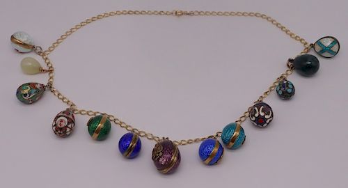 JEWELRY. 14kt Gold Chain with (13) Faberge STYLE