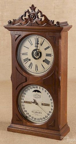 Ithaca walnut calendar shelf clock, 19th c., 26''