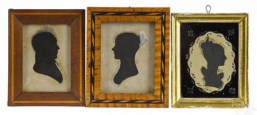 Three miniature silhouette portraits, early 19th