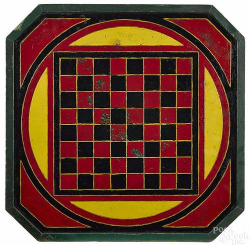 Painted slate game board, 19th c., 21 1/2'' x 21 1