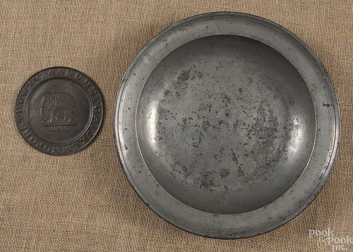 English pewter charger, 18th c., 14 3/4'' dia., to