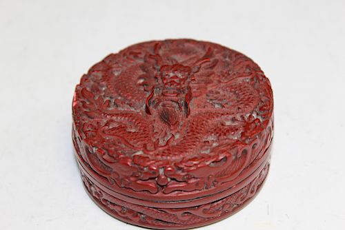 Chinese lacquer dragon box. Qianlong mark.
