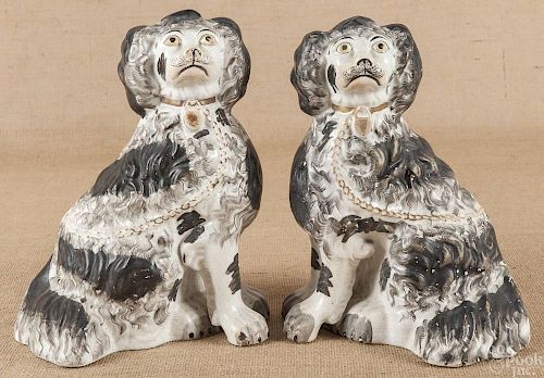 Large pair of Staffordshire spaniels, 19th c., 12