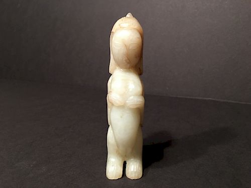 ANTIQUE Chinese large white jade figure, Ming or early