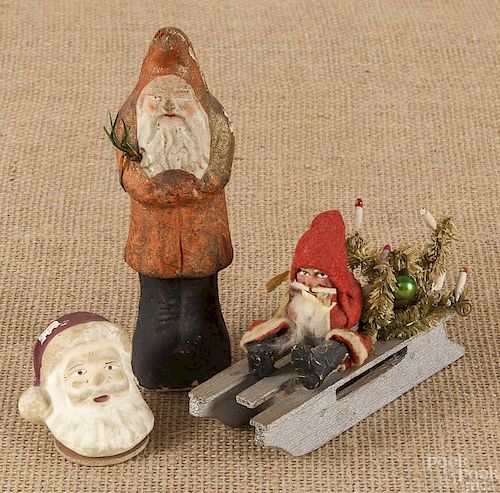 Small composition belsnickle Santa, ca. 1900, 6''