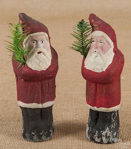 Two cardboard belsnickle Santa figures, mid 20th