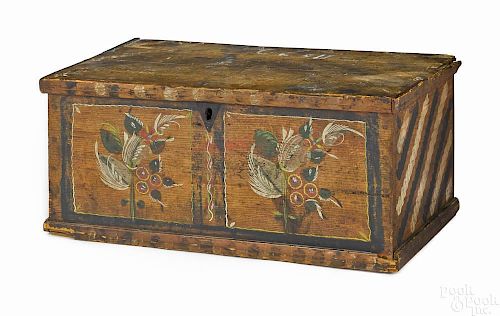 Scandinavian painted pine box, 19th c., 11'' h., 2