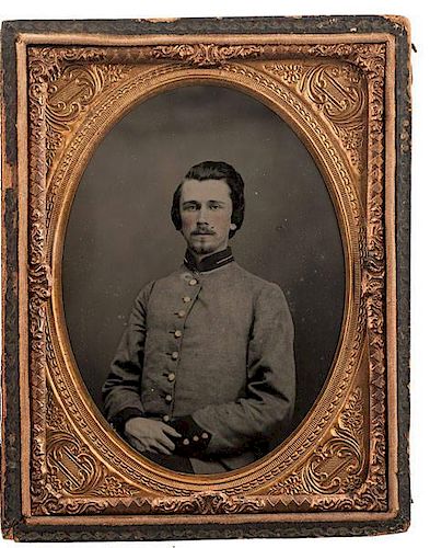 Quarter Plate, Civil War Ruby Ambrotype of Warren Adams in Uniform 