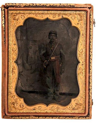 Civil War Quarter Plate Tintype of African American First Sergeant 