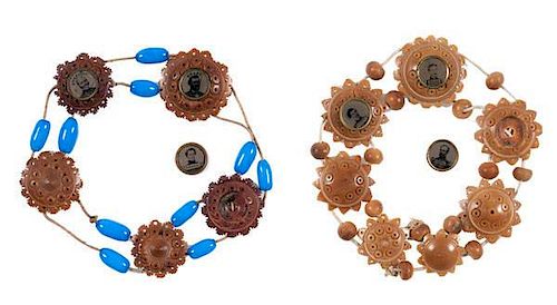 Carved Tagua Nut Jewelry Featuring Ferrotypes of Union Generals 