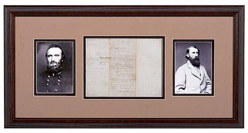 CSA Generals T.J. Stonewall Jackson, A.P. Hill & J.E.B. Stuart, Civil War Signed Field Document, with Additional CSA Officer Signatures 