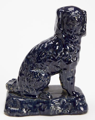 Yellow Ware Spaniel with Blue Slip Decoration