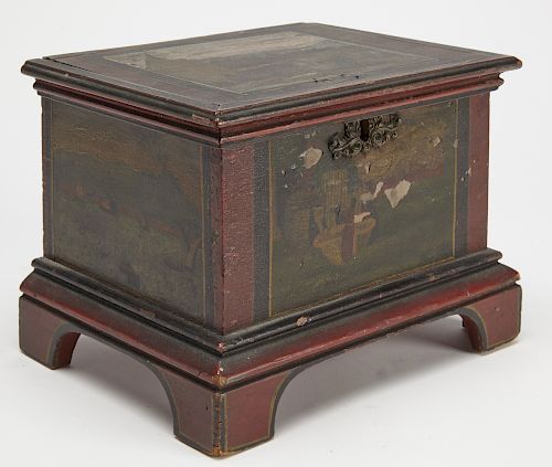 Miniature Blanket Chest With Painted Scenes