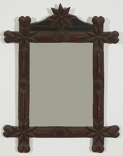 Tramp Art Frame with Hearts & Starbursts