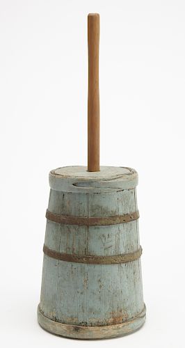 Small Butter Churn - old blue paint