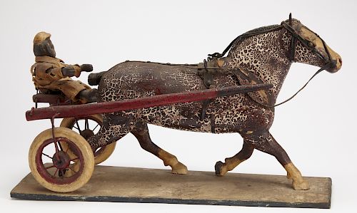 Folk Art Horse & Sulky with Driver