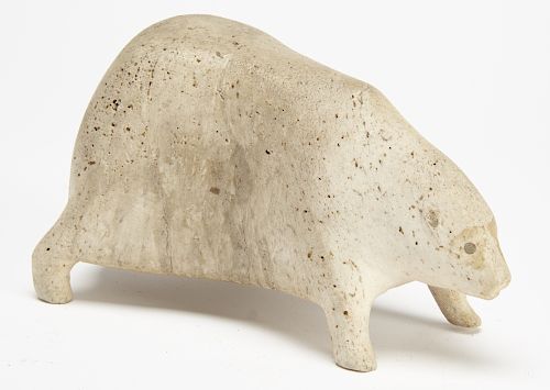 Carved Bone Polar Bear with Face