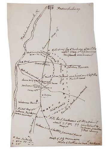 Map of the Battle of Chancellorsville Showing Where Stonewall Jackson was Killed, Hand-Drawn by his Aide-de-Camp 