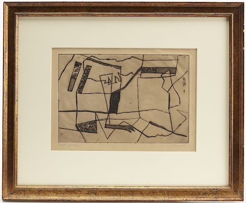 Two Etchings - Ralston Crawford & Jean Helion