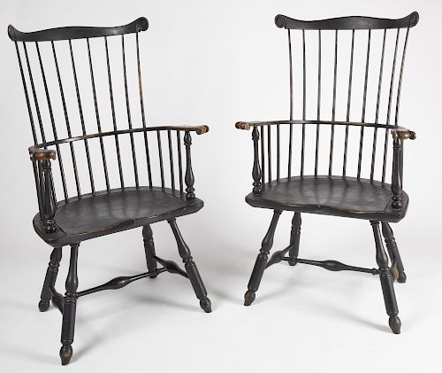 Fine Pair of Repro Windsor Arm Chairs