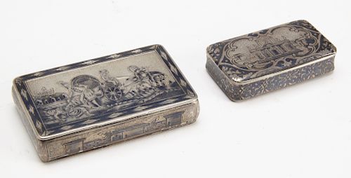 Antique Two Russian Silver Snuff Boxes