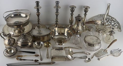 SILVER. Large Assorted Group of Hollow Ware and