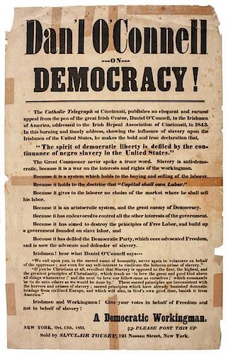 Anti-Slavery Broadside, Dan'l O'Connell on Democracy!, October 1863 