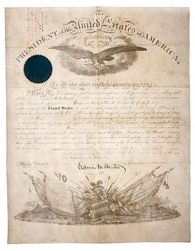 Abraham Lincoln Appointment Signed as President for James N. Caldwell, Major, 18th Infantry, February 1862 