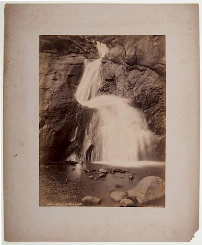 W.H. Jackson Albumen Photograph, Cheyenne Falls, From Below 