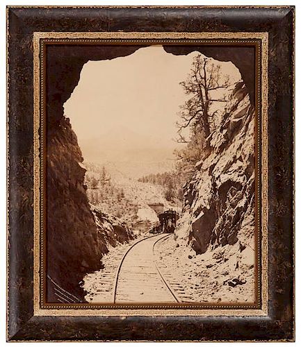 W.H. Jackson Mammoth Albumen Photograph Cameron's Cone From Tunnel 4, Colorado Midland Railway 