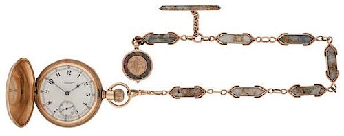 A Rare and Unique California Quartz Watch Chain with a Locket Fob and a 14 Karat Gold E. Howard Pocket Watch 