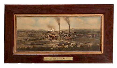 Cananea Copper Smelting Plant, Sonora, Mexico, Panoramic Photograph in Original Frame 
