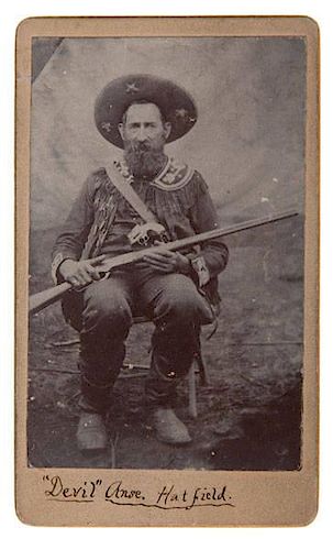 Rare CDV of Devil Anse Hatfield, Armed with Rifle and Revolver 