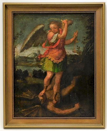 18C Archangel Religious Old Master Painting