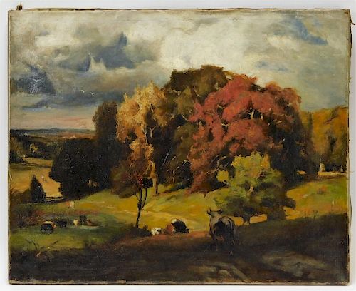 American Impressionist Autumnal Landscape Painting