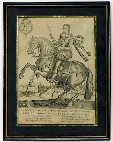 C.1630 French Louis XIII Equestrian Engraving