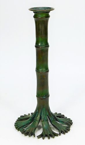 Tiffany Studios Bronze Bamboo Candlestick