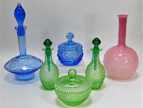 6 Attr. Palda Bohemian Art Glass Table Accessories