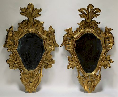 2PC Italian Florentine Rococo Gilt Wall Mirrors