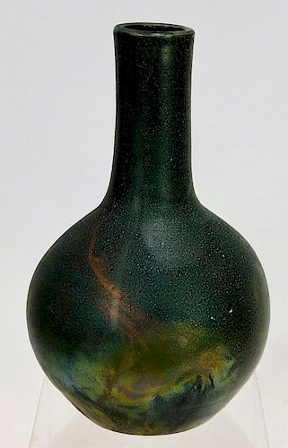 Thomas Ladd Green Raku Stoneware Pottery Vase