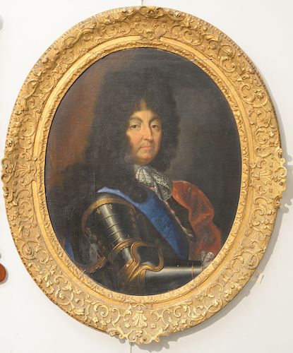 Attributed to Hyacinthe Rigaud (1659 - 1743), King Louis XIV, oil on canvas, unsigned, Groussay Sale 1999 by Poulan Le Fer in cooperation with Sotheby