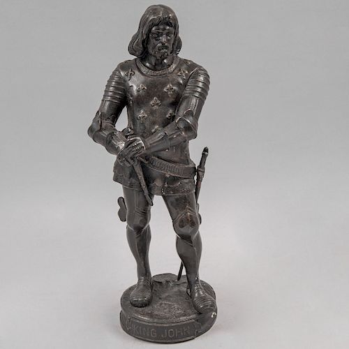 Escultura de King John. Siglo XX. Fundición en bronce patinado. 43 cm de altura.