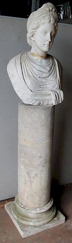 Carved Marble Bust of a Woman, Roman