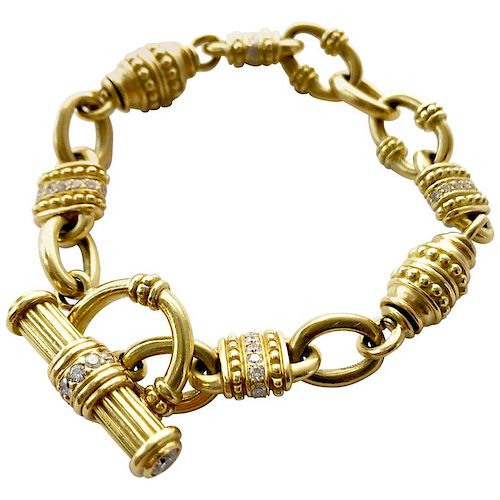 Vintage Judith Ripka 18 Karat Gold Diamond Chain Link Bracelet