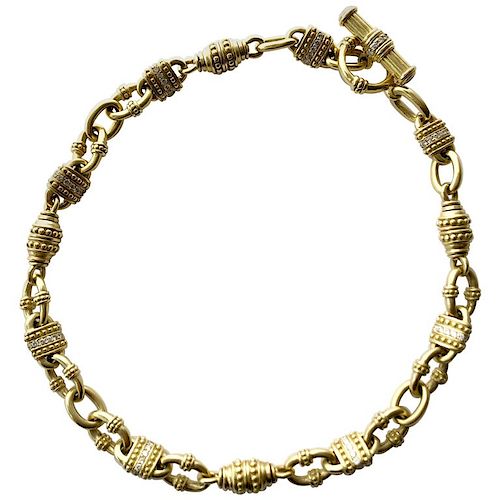 Vintage Judith Ripka 18 Karat Gold Diamond Chain Link Necklace