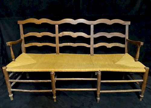 18TH C. FRENCH RUSH SEAT SETTEE 