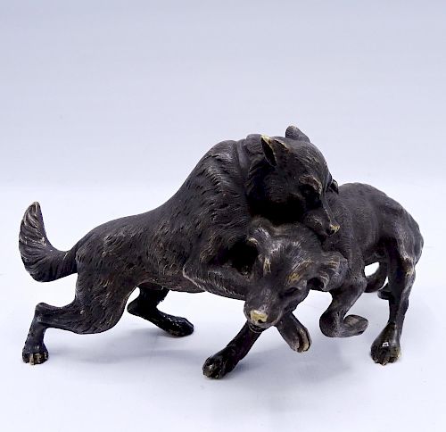 BRONZE: TWO DOGS 