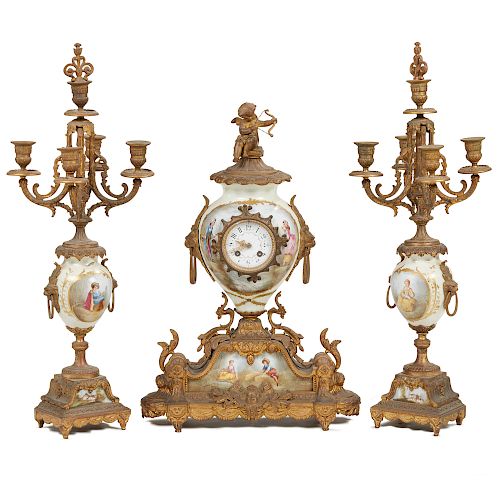 3-Piece Victorian Clock Garniture 