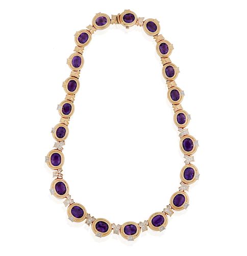 14k Amethyst and Diamond Necklace 